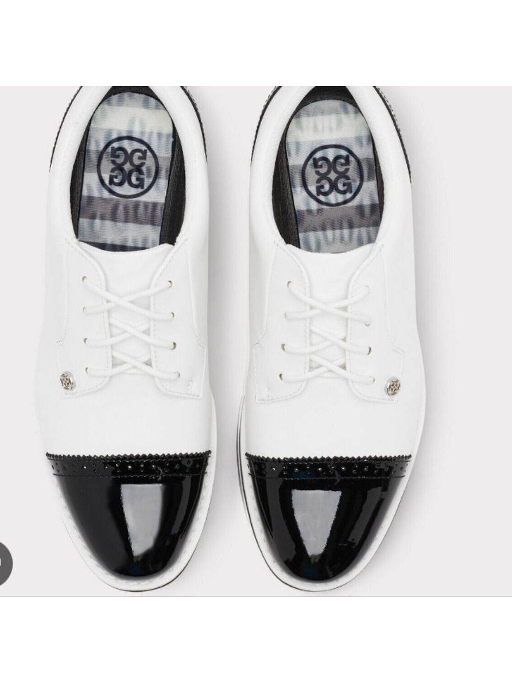 G/Force Gforce Cap Toe Stylish White and Black Golf Shoe. Size 8